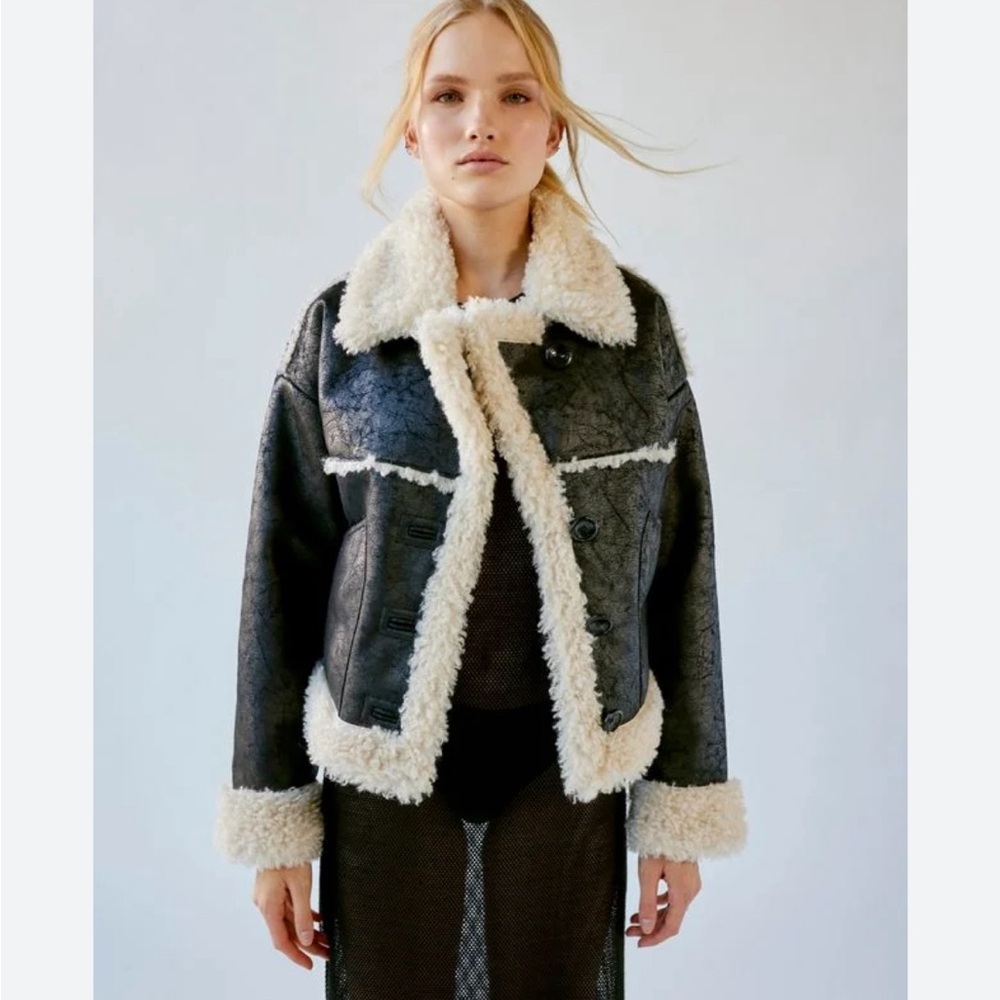 Urban Outfitters Maria faux leather/ shearling jacket.